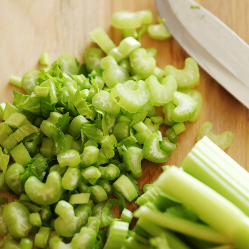 Cooking. Celery on the table